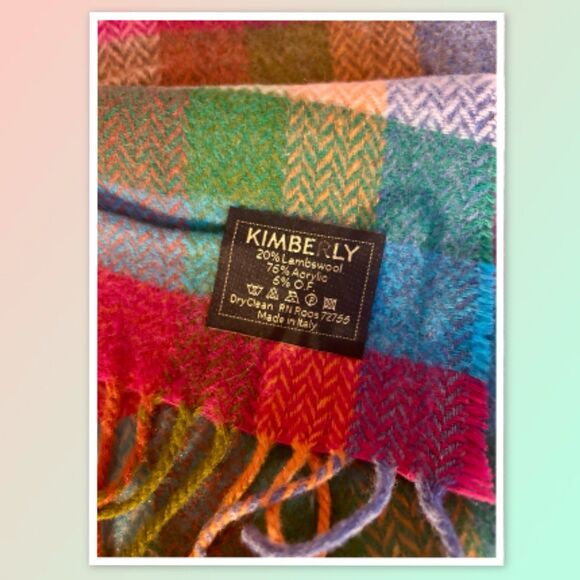 KIMBERLY Women Tartan Plaid  Scarf ~ Lambswool & Acrylic ~ Perfect Winter Scarf - Picture 2 of 2